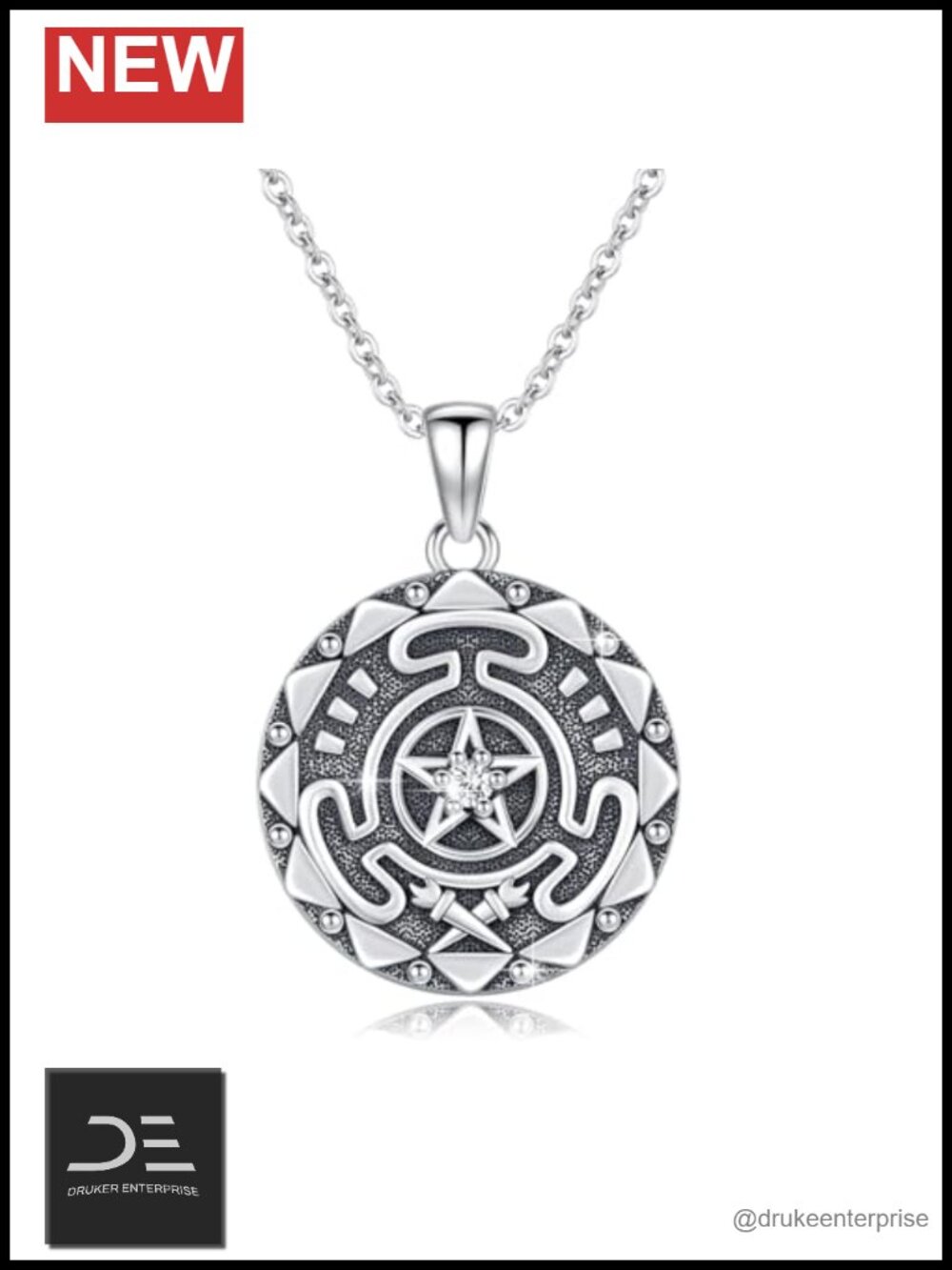 925 Sterling Silver Hecate Wheel Pendant Necklace Greek Mythology Jewelry